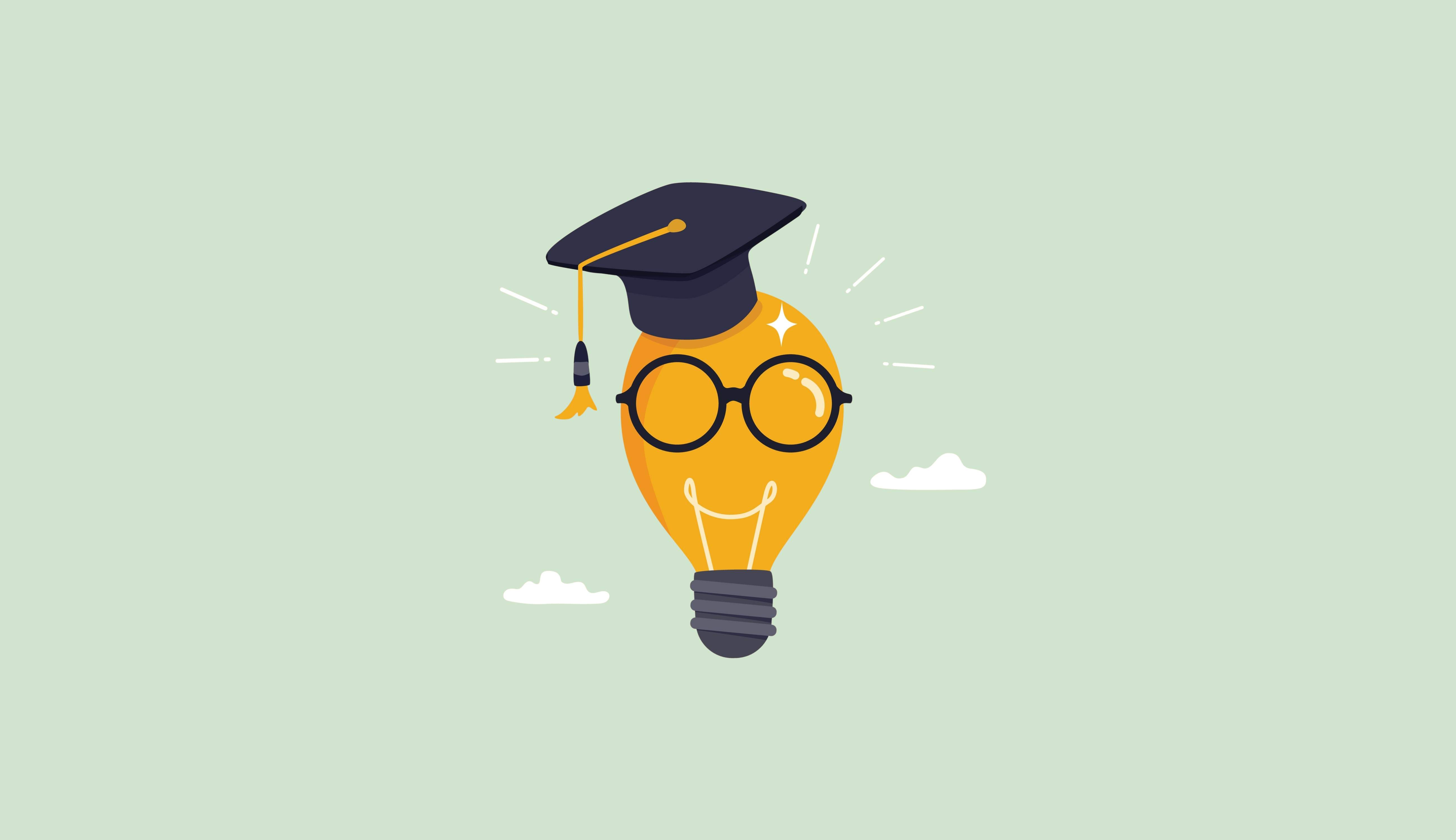 Lightbulb with Graduation Cap