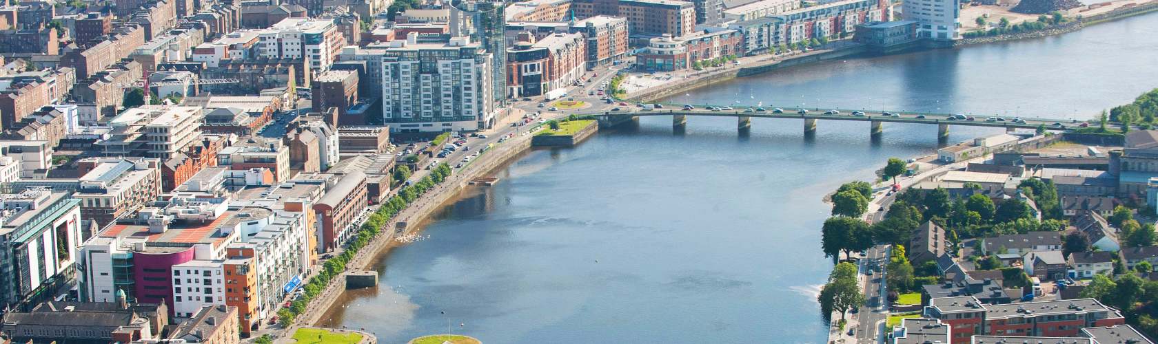 Arial view of Limerick City and the River Shannon